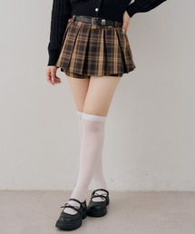 ベルト付レイヤープリーツミニスカート
