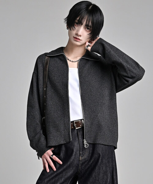 full zip knit cardigan ／ フルジップ ニットカーディガン