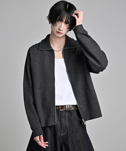 ADRER(アドラー)の「full zip knit cardigan / フルジップ ニットカーディガン(カーディガン/ボレロ・メンズ・ブラック系1/ワイン系1/グレー系1・S/XS/L/M)」の6枚目の写真