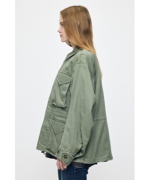 MOUSSY(マウジー)の「BACKSATIN BDU ジャケット(ミリタリージャケット・レディース・ライトブラック/カーキ・FREE)」の8枚目の写真