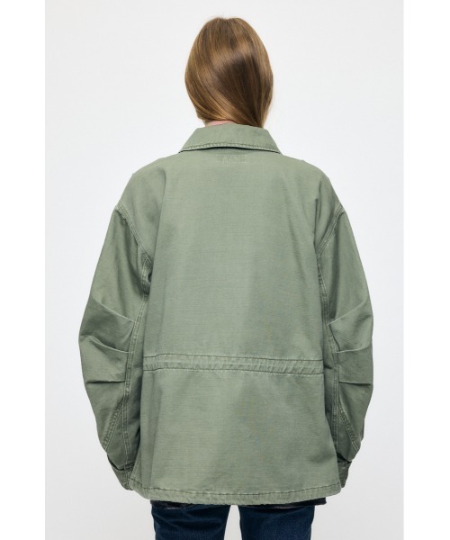 MOUSSY(マウジー)の「BACKSATIN BDU ジャケット(ミリタリージャケット・レディース・ライトブラック/カーキ・FREE)」の9枚目の写真