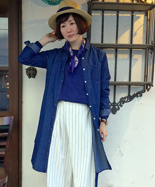 LBC(エルビーシー)の「シャツワンピース (シャツワンピース・レディース・ネイビー/オフホワイト/ホワイト・LARGE/MEDIUM)」の3枚目の写真