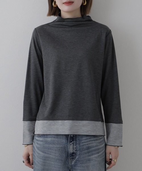 BRODIAEA（ブローディア）の「BRODIAEA 日本製 リバーシブル配色ハイネックプルオーバー 長袖（Tシャツ/カットソー・レディース・ブルー/コーラル/チャコールグレー・40）」の10枚目の写真
