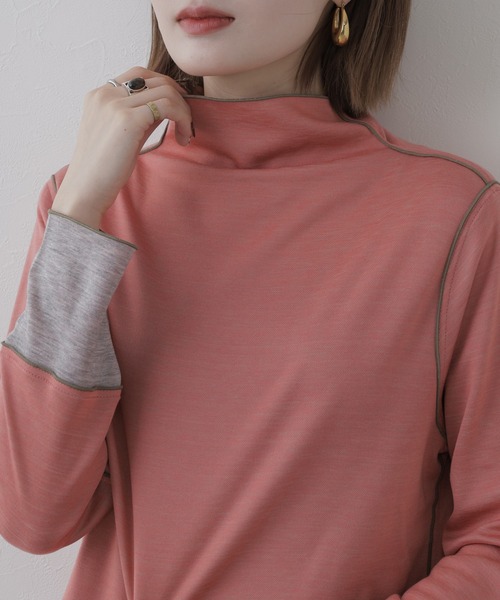 BRODIAEA（ブローディア）の「BRODIAEA 日本製 リバーシブル配色ハイネックプルオーバー 長袖（Tシャツ/カットソー・レディース・ブルー/コーラル/チャコールグレー・40）」の22枚目の写真
