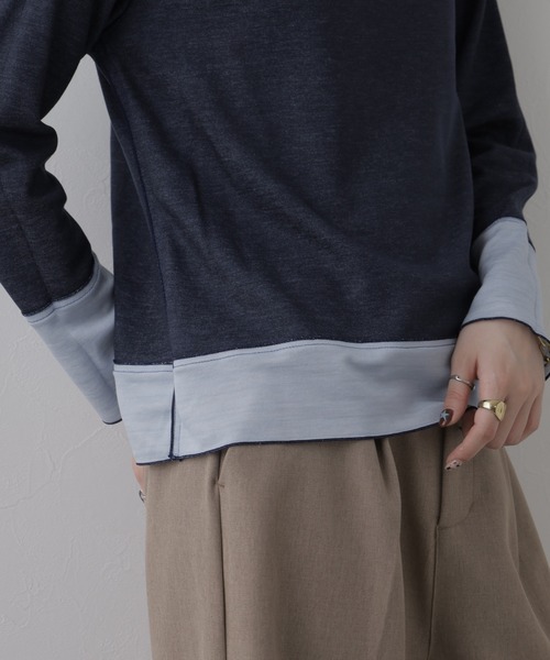 BRODIAEA（ブローディア）の「BRODIAEA 日本製 リバーシブル配色ハイネックプルオーバー 長袖（Tシャツ/カットソー・レディース・ブルー/コーラル/チャコールグレー・40）」の14枚目の写真