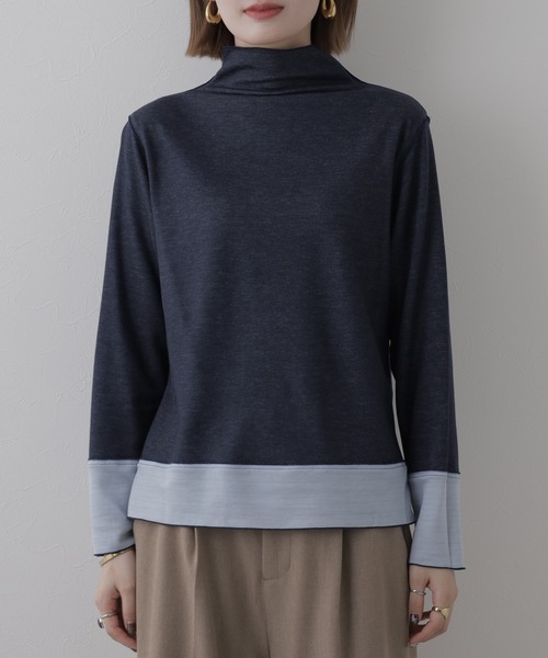 BRODIAEA（ブローディア）の「BRODIAEA 日本製 リバーシブル配色ハイネックプルオーバー 長袖（Tシャツ/カットソー・レディース・ブルー/コーラル/チャコールグレー・40）」の18枚目の写真