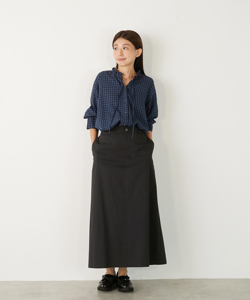 MELROSE claire（メルローズ クレール）の「【シャドーギンガムフリルブラウス】（シャツ/ブラウス・レディース・クリーム/ブラック/ネイビー・FREE）」の4枚目の写真