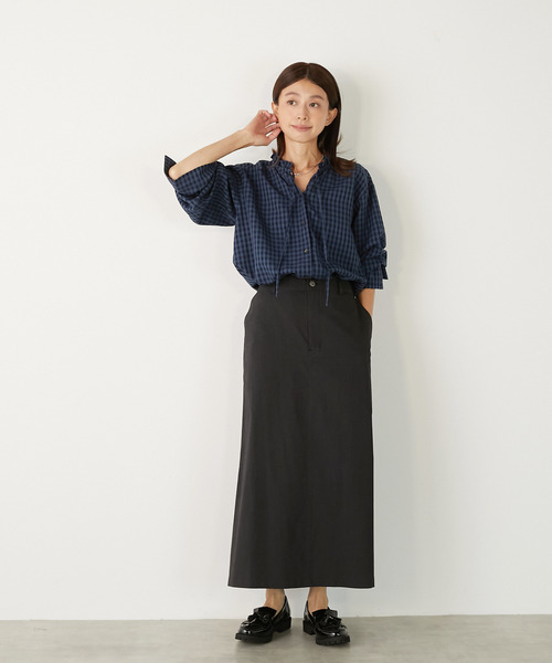 MELROSE claire（メルローズ クレール）の「【シャドーギンガムフリルブラウス】（シャツ/ブラウス・レディース・クリーム/ブラック/ネイビー・FREE）」の5枚目の写真