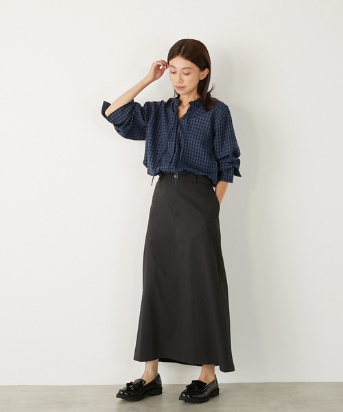 MELROSE claire（メルローズ クレール）の「【シャドーギンガムフリルブラウス】（シャツ/ブラウス・レディース・クリーム/ブラック/ネイビー・FREE）」の6枚目の写真