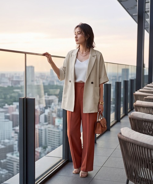 STYLE DELI(スタイルデリ)の「【DELI by】軽やか半袖テーラードジャケット(テーラードジャケット・レディース・ブラウン系その他/ライトベージュ・M)」の11枚目の写真