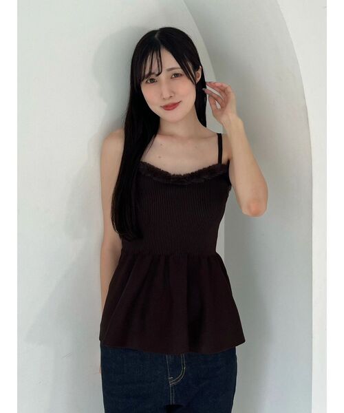 MERCURYDUO（マーキュリーデュオ）の「ペプラムキャミニットセットアンサンブル（ニット/セーター・レディース・ブルー/オフホワイト/ブラウン・FREE）」の7枚目の写真