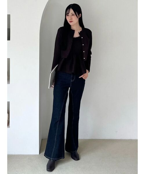 MERCURYDUO（マーキュリーデュオ）の「ペプラムキャミニットセットアンサンブル（ニット/セーター・レディース・ブルー/オフホワイト/ブラウン・FREE）」の8枚目の写真