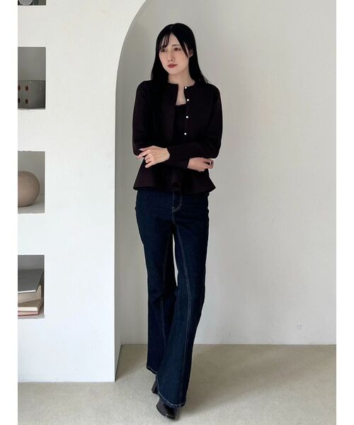 MERCURYDUO（マーキュリーデュオ）の「ペプラムキャミニットセットアンサンブル（ニット/セーター・レディース・ブルー/オフホワイト/ブラウン・FREE）」の9枚目の写真
