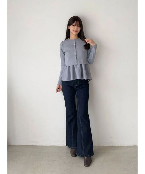 MERCURYDUO（マーキュリーデュオ）の「ペプラムキャミニットセットアンサンブル（ニット/セーター・レディース・ブルー/オフホワイト/ブラウン・FREE）」の18枚目の写真