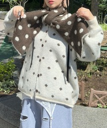 マフラーセットのドットニット