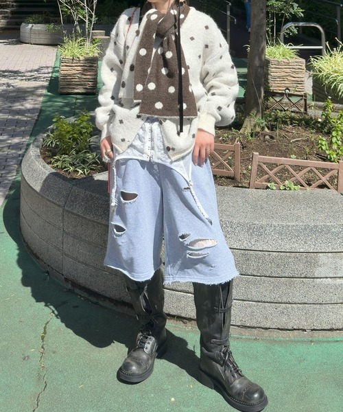 Alley Tokyo(アリートーキョー)の「マフラーセットのドットニット(ニット/セーター・レディース・グレー/オフホワイト/ブラウン・FREE)」の21枚目の写真