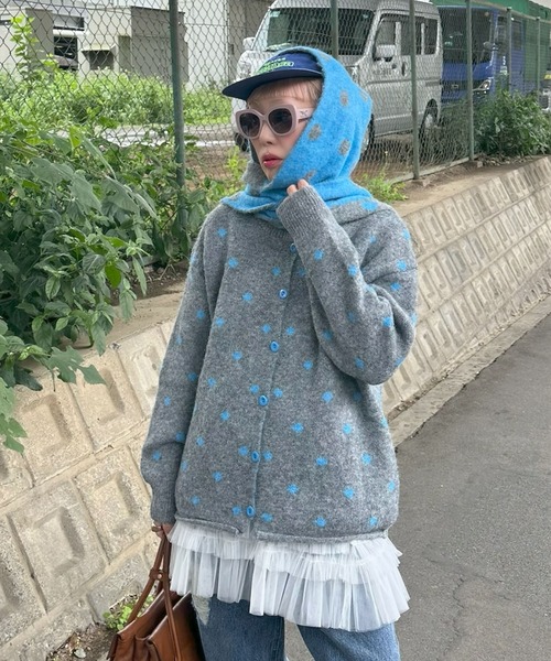 Alley Tokyo(アリートーキョー)の「マフラーセットのドットニット(ニット/セーター・レディース・グレー/オフホワイト/ブラウン・FREE)」の14枚目の写真