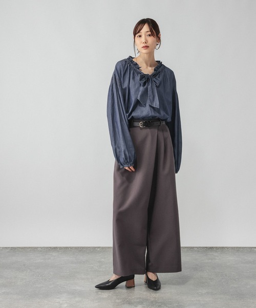 GLOBAL WORK(グローバルワーク)の「ライトデニムボウタイブラウス長袖/842314(シャツ/ブラウス・レディース・ブラック/ブルー・LARGE/MEDIUM)」の7枚目の写真