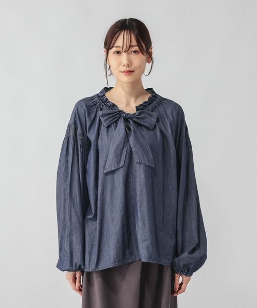 GLOBAL WORK(グローバルワーク)の「ライトデニムボウタイブラウス長袖/842314(シャツ/ブラウス・レディース・ブラック/ブルー・LARGE/MEDIUM)」の11枚目の写真