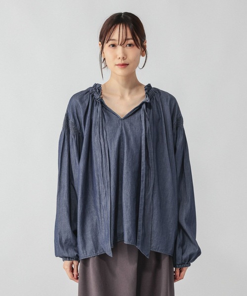 GLOBAL WORK(グローバルワーク)の「ライトデニムボウタイブラウス長袖/842314(シャツ/ブラウス・レディース・ブラック/ブルー・LARGE/MEDIUM)」の14枚目の写真