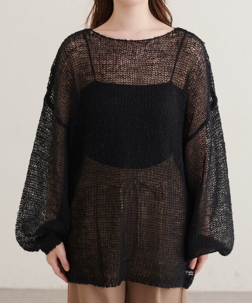 natural couture(ナチュラルクチュール)の「透かし編みニット(ニット/セーター・レディース・ピンク/ブラック/ライトベージュ/ブラウン/サックスブルー・SMALL/FREE)」の10枚目の写真