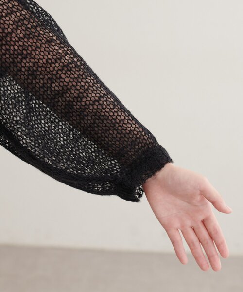 natural couture(ナチュラルクチュール)の「透かし編みニット(ニット/セーター・レディース・ピンク/ブラック/ライトベージュ/ブラウン/サックスブルー・SMALL/FREE)」の15枚目の写真