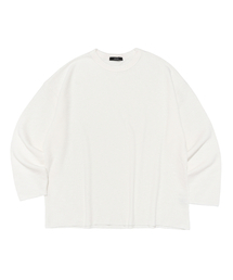 バインダー オーバーボックス ワッフル 長袖Tシャツ (アイボリー)