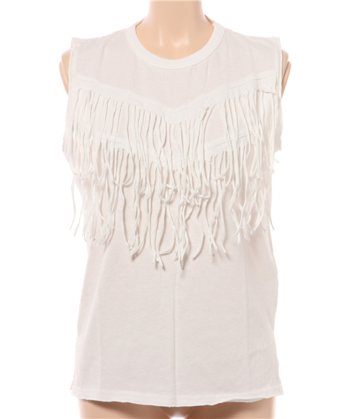 MOUSSY（マウジー）の「FRINGE DESIGN TANK（タンクトップ・レディース・ライトブラック/オフホワイト/イエロー・FREE）」の8枚目の写真