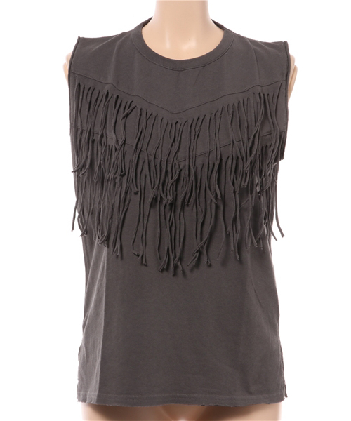 MOUSSY（マウジー）の「FRINGE DESIGN TANK（タンクトップ・レディース・ライトブラック/オフホワイト/イエロー・FREE）」の9枚目の写真