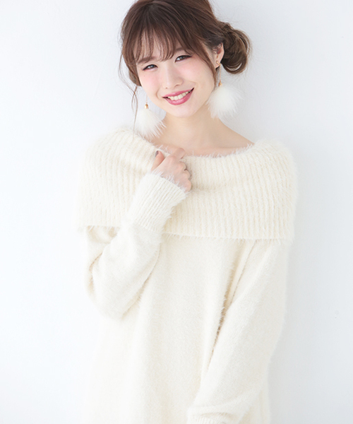 one after another NICE CLAUP(ワンアフターアナザーナイスクラップ)の「オフショルワンピ―ス(ワンピース・レディース・アイボリー/ブラック/サックスブルー/ライトピンク・FREE)」の16枚目の写真