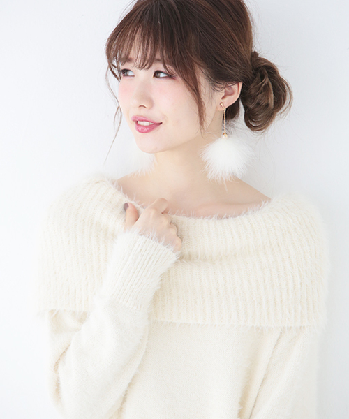 one after another NICE CLAUP(ワンアフターアナザーナイスクラップ)の「オフショルワンピ―ス(ワンピース・レディース・アイボリー/ブラック/サックスブルー/ライトピンク・FREE)」の5枚目の写真