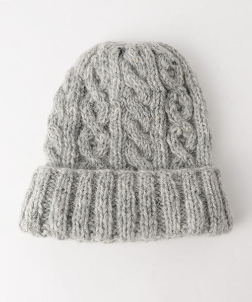 Another Edition（アナザーエディション）の「ケーブル編みニット帽/AEBC CBL Knit CAP◆（ニットキャップ/ビーニー・レディース・ライトグレー/レッド/ネイビー・FREE）」の4枚目の写真