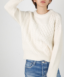 MOUSSY | CABLE PATCHWORK SWEATER(ニット/セーター)