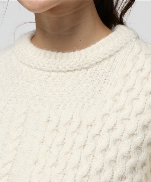 MOUSSY（マウジー）の「CABLE PATCHWORK SWEATER（ニット/セーター・レディース・ブラック/オフホワイト/ライトブルー・FREE）」の7枚目の写真