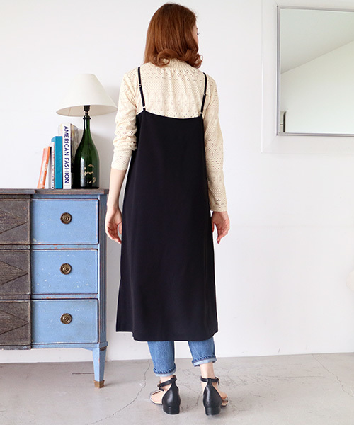 N.（N. Natural Beauty Basic）（エヌエヌナチュラルビューティーベーシック）の「スリットキャミワンピース（ワンピース・レディース・ブラック/グレー・MEDIUM）」の6枚目の写真