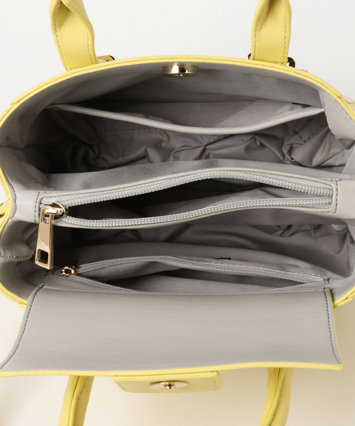 NATURAL BEAUTY BASIC（ナチュラルビューティーベーシック）の「バイカラーミニボックスショルダーバッグ（ショルダーバッグ・レディース・ベージュ/イエロー・ﾌﾘ-）」の8枚目の写真