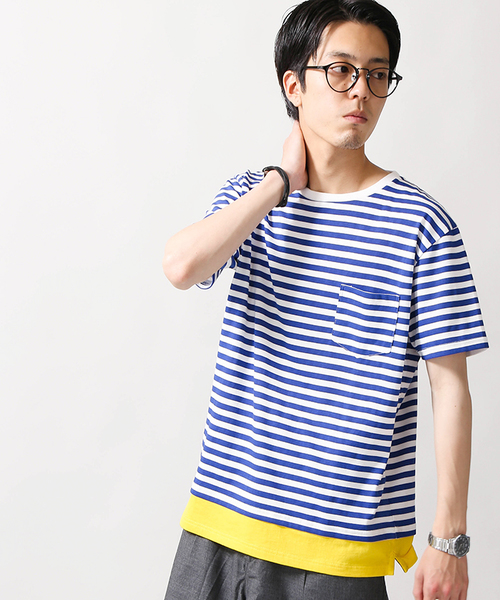 WEGO（ウィゴー）の「WEGO/フェイクレイヤードポケットTシャツ（Tシャツ/カットソー・メンズ・ブラック/杢グレー/ターコイズブルー/ホワイト/オレンジ系その他6/グレー系その他5/ブラック系その他5/ブルー系その他5・LARGE/MEDIUM）」の8枚目の写真