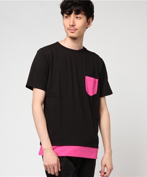 WEGO（ウィゴー）の「WEGO/フェイクレイヤードポケットTシャツ（Tシャツ/カットソー・メンズ・ブラック/杢グレー/ターコイズブルー/ホワイト/オレンジ系その他6/グレー系その他5/ブラック系その他5/ブルー系その他5・LARGE/MEDIUM）」の15枚目の写真