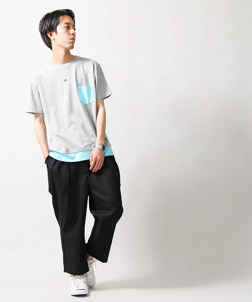 WEGO（ウィゴー）の「WEGO/フェイクレイヤードポケットTシャツ（Tシャツ/カットソー・メンズ・ブラック/杢グレー/ターコイズブルー/ホワイト/オレンジ系その他6/グレー系その他5/ブラック系その他5/ブルー系その他5・LARGE/MEDIUM）」の17枚目の写真