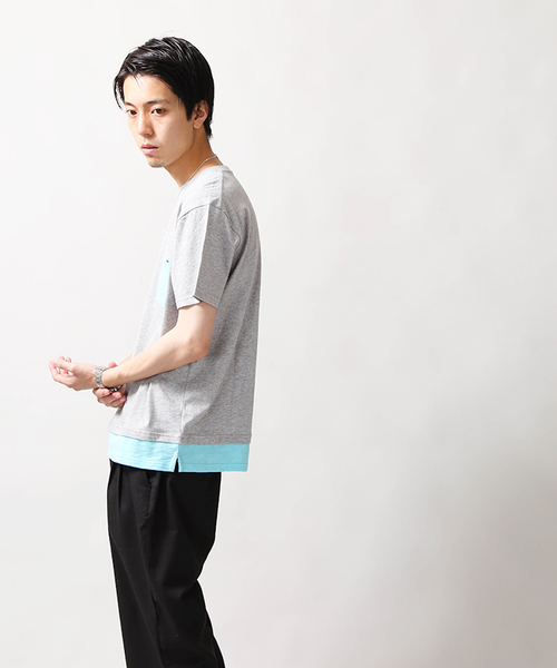 WEGO（ウィゴー）の「WEGO/フェイクレイヤードポケットTシャツ（Tシャツ/カットソー・メンズ・ブラック/杢グレー/ターコイズブルー/ホワイト/オレンジ系その他6/グレー系その他5/ブラック系その他5/ブルー系その他5・LARGE/MEDIUM）」の18枚目の写真