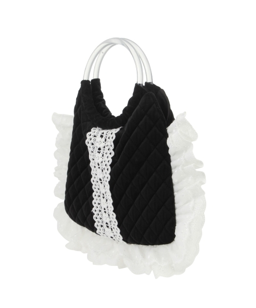 merry jenny（メリージェニー）の「グランマキルティングbag（ハンドバッグ・レディース・オフホワイト/ブラック・FREE）」の4枚目の写真