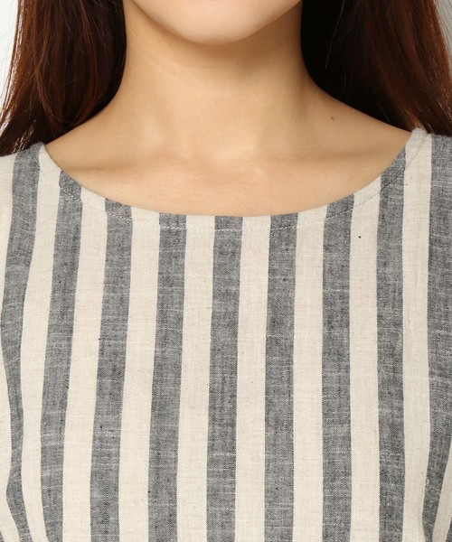 LBC（エルビーシー）の「【WEB限定 LLサイズ有り】ストライプロールアップチュニック（Tシャツ/カットソー・レディース・ブラック/グリーン/その他35・MEDIUM/LARGE/L/LL/M）」の11枚目の写真