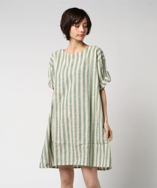 LBC（エルビーシー）の「【WEB限定 LLサイズ有り】ストライプロールアップチュニック（Tシャツ/カットソー・レディース・ブラック/グリーン/その他35・MEDIUM/LARGE/L/LL/M）」の16枚目の写真