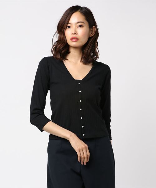 Cheek（チーク）の「変則リブカーディガン（カーディガン/ボレロ・レディース・ブラック/レッド系その他/マスタード/グリーン・MEDIUM）」の8枚目の写真