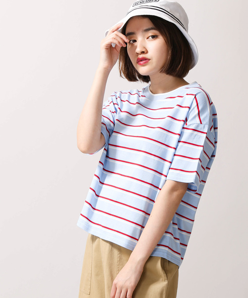 WEGO(ウィゴー)の「WEGO/カラーリブボーダーTシャツ(Tシャツ/カットソー・レディース・ホワイト/サックスブルー/ピンク/イエロー・FREE)」の3枚目の写真