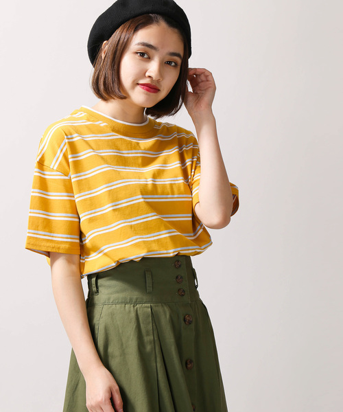 WEGO(ウィゴー)の「WEGO/カラーリブボーダーTシャツ(Tシャツ/カットソー・レディース・ホワイト/サックスブルー/ピンク/イエロー・FREE)」の4枚目の写真