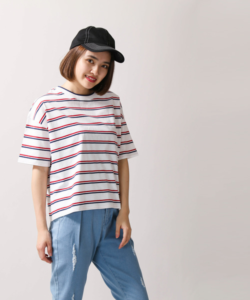 WEGO(ウィゴー)の「WEGO/カラーリブボーダーTシャツ(Tシャツ/カットソー・レディース・ホワイト/サックスブルー/ピンク/イエロー・FREE)」の15枚目の写真