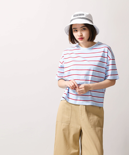 WEGO(ウィゴー)の「WEGO/カラーリブボーダーTシャツ(Tシャツ/カットソー・レディース・ホワイト/サックスブルー/ピンク/イエロー・FREE)」の13枚目の写真