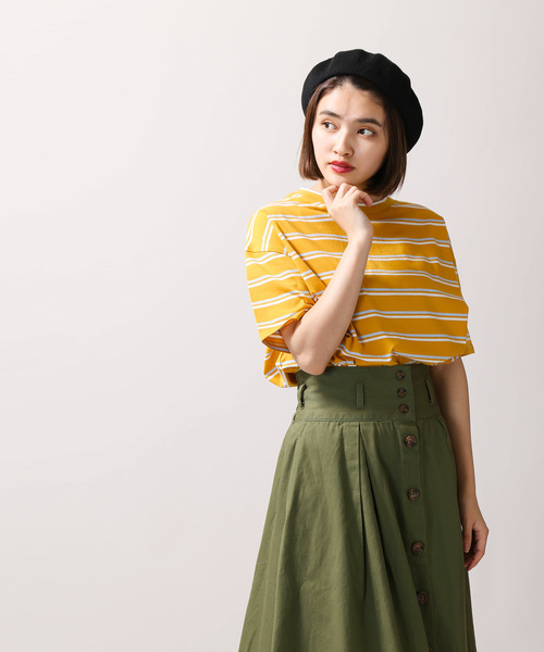 WEGO(ウィゴー)の「WEGO/カラーリブボーダーTシャツ(Tシャツ/カットソー・レディース・ホワイト/サックスブルー/ピンク/イエロー・FREE)」の11枚目の写真