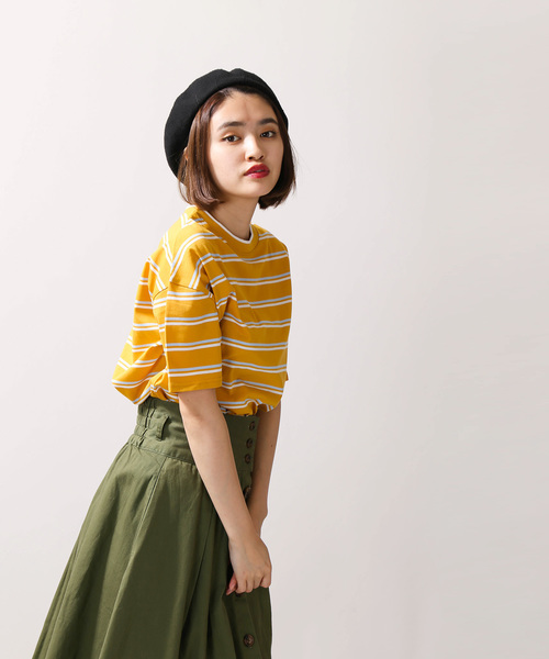 WEGO(ウィゴー)の「WEGO/カラーリブボーダーTシャツ(Tシャツ/カットソー・レディース・ホワイト/サックスブルー/ピンク/イエロー・FREE)」の10枚目の写真